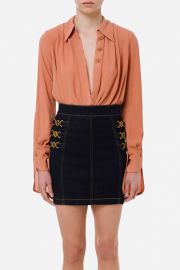 Bodysuit-style crossover blouse in georgette fabric   Buy online at Elisabetta Franchi