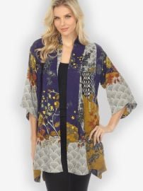 Bohemian Mixed Art Silk Kimono Jacket CITRON CLOTHING at Citron