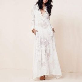 Boho Side Slit Lace Maxi Dress at Sonja