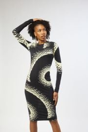 Bold Bamboo Body Con Dress - Sun Rising Grand BlackCream lolafaturotiloves at Lola Faturoti Loves