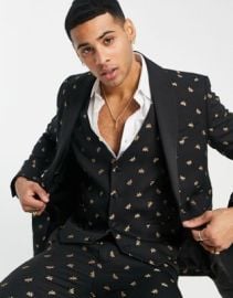 Bolongaro Trevor skinny fit all over bee embroidered suit jacket at ASOS