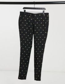 Bolongaro Trevor skinny fit all over bee embroidered suit pants at ASOS