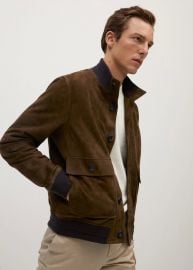 Bomber style suede jacket at Mango