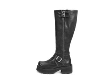 Bond Girl - Black | Tall Boots with Buckles | Fluevog Shoes at John Fluevog