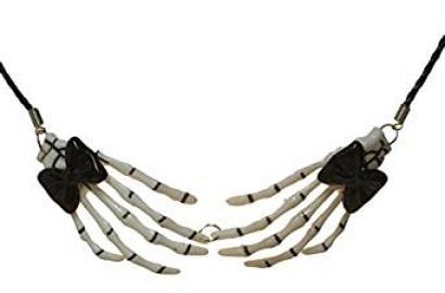 Bone Collection Skeleton Hands Choker Necklace with Bows at Amazon