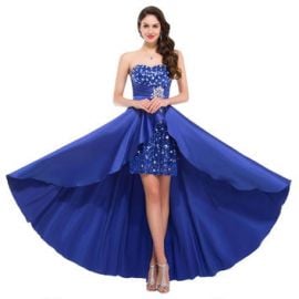 Bonnie clothing Women s Strapless Prom Dress High Low Sequins Beaded  at Amazon