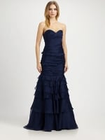 Bonnie's navy blue gown at Saks at Saks Fifth Avenue