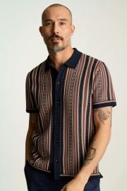Bonobos Hudson Cabana Sweater Polo in navy clay cotton retro stripe at Bonobos
