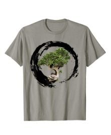 Bonsai Tree Enso Circle Calligraphy Zen T-Shirt at Amazon