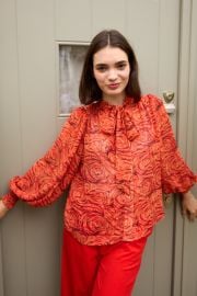 Boo Rosechild Tie Neck Blouse Apricot at Joy the Store