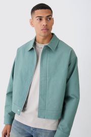 Boohoo Boxy Smart Ribbed Twill Harrington Jacket at Boohoo