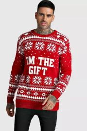 Boohoo I m The Gift Knitted Christmas Sweater at Boohoo