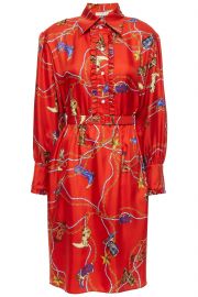 Bootsy belted ruffle-trimmed printed silk-twill shirt dress at The Outnet