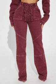 Bordeaux Lace Up Bootcut Jeans - Wine Fashion Nova at Fashion Nova