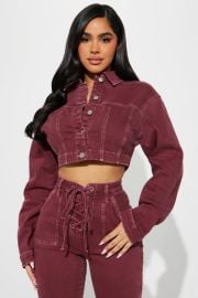 Bordeaux Stretch Denim Jacket - Wine Fashion Nova at Fashion Nova