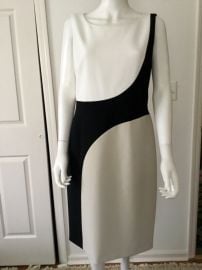 Boss Hugo Boss Dikrysa Color Block White Black amp Tan Sheath Dress Size 8 eBay at eBay