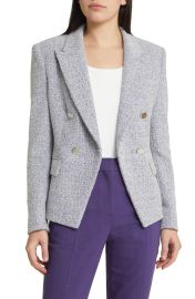 Boss Jocanah Tweed Double Breasted Blazer in Mulberry Purple Boucle at Nordstrom