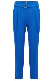 Boss Regular Fit Crepe Trousers with Paper Bag Waist at Hugo Boss