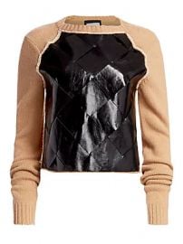 Bottega Veneta - Brushed Wool  amp  Basketwoven Leather Sweater at Saks Fifth Avenue