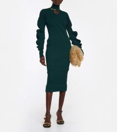 Bottega Veneta - Turtleneck silk midi dress at Mytheresa