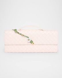 Bottega Veneta Andiamo Flower Embellished Leather Clutch Bag at Neiman Marcus
