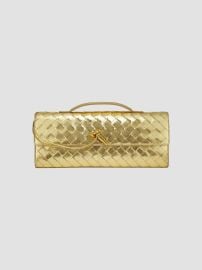 Bottega Veneta Andiamo Metallic Woven Leather Pouch | Saks Fifth Avenue at Saks Fifth Avenue