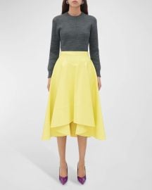 Bottega Veneta Asymmetric hem leather midi skirt at Neiman Marcus