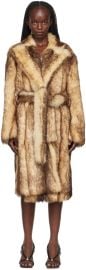 Bottega Veneta Beige Printed Faux-Fur Coat SSENSE at Ssense