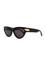 Bottega Veneta Bold Ribbon Cat Eye Sunglasses in Shiny Black Grey at Revolve