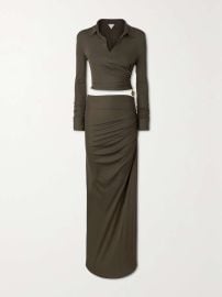 Bottega Veneta Embellished cutout ruched stretch jersey maxi dress at Net a Porter