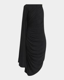 Bottega Veneta Frog Draped Matte Viscose Jersey Cape Dress at Neiman Marcus