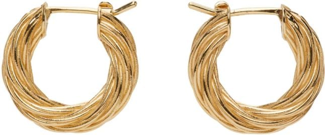 Bottega Veneta Gold Cord Hoop Earrings SSENSE at ssense