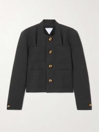 Bottega Veneta Knot button Light Structured Cotton Jacket in Black at Net a Porter