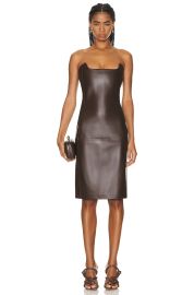 Bottega Veneta Leather Strapless Bustier Midi Dress at FWRD