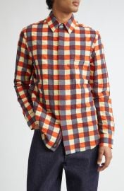 Bottega Veneta Macro Gingham Cotton Button-Up Shirt at Nordstrom