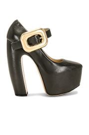 Bottega Veneta Mary Jane Wedges in Dark Green FWRD at FWRD