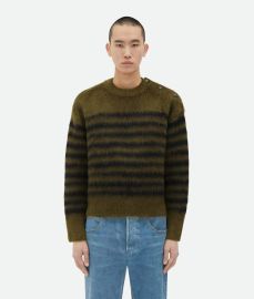 Bottega Veneta Menx27s Heavy Marinire Mohair Sweater in Gingersnap Navy Shop online now at Bottega Veneta