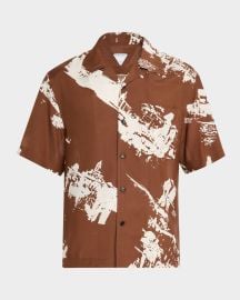 Bottega Veneta Menx27s Italian Postcard Silk Short-Sleeve Shirt at Neiman Marcus