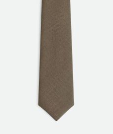 Bottega Veneta Menx27s Wool Twill Tie in Greyochre melange Shop online now at Bottega Veneta