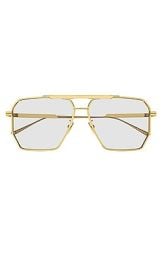 Bottega Veneta Metal Hexagonal Aviator In Shiny Gold at Revolve