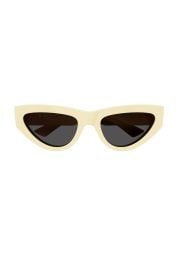 Bottega Veneta New Triangle Cat Eye Sunglasses In Yellow Butter Grey at Revolve