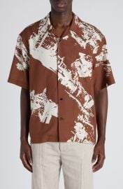 Bottega Veneta Postcard Print Silk Blend Camp Shirt at Nordstrom