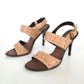 Bottega Veneta Sandals Womens US75 38 Beige Woven Leather High Heel Slingback eBay at eBay