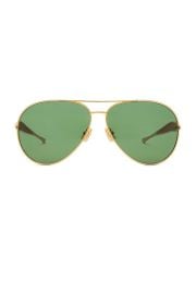 Bottega Veneta Sardine Aviator Sunglasses in Gold FWRD at FWRD