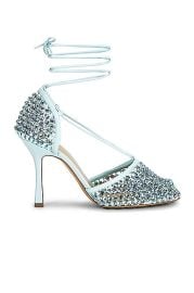 Bottega Veneta Web Sparkle Stretch Lace Up Sandals in Pale Blue FWRD at FWRD