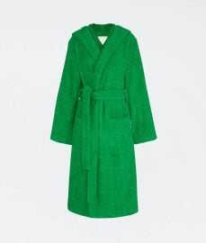 Bottega Veneta Womenx27s Intreccio Pattern Cotton Bathrobe in Grass Shop online now at Bottega Veneta