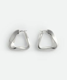 Bottega Veneta Womenx27s Large Twist Triangle Hoop Earrings in Silver Shop online now at Bottega Veneta