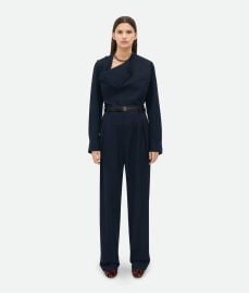 Bottega Veneta Womenx27s Light Cotton Twill Tapered Trousers in Midnight blue Shop online now at Bottega Veneta