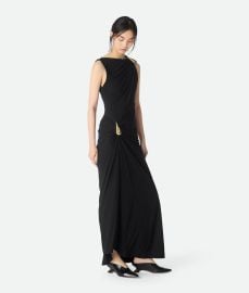 Bottega Veneta Womenx27s Viscose Jersey Dress in Black Shop online now at Bottega Veneta
