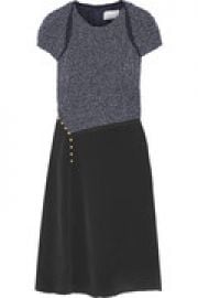 Boucl   and silk crepe de chine dress at The Outnet